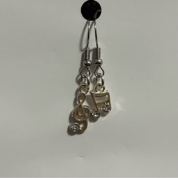 Music notes earring silver with rhinestones - Picture 2 of 3